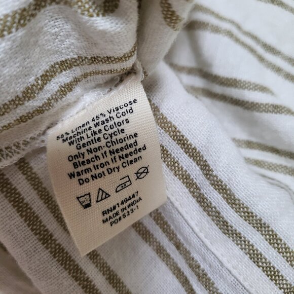 Oversized Boyfriend Button-down Linen Blend Shirt Cream with Stripes Siz… - Picture 12 of 13